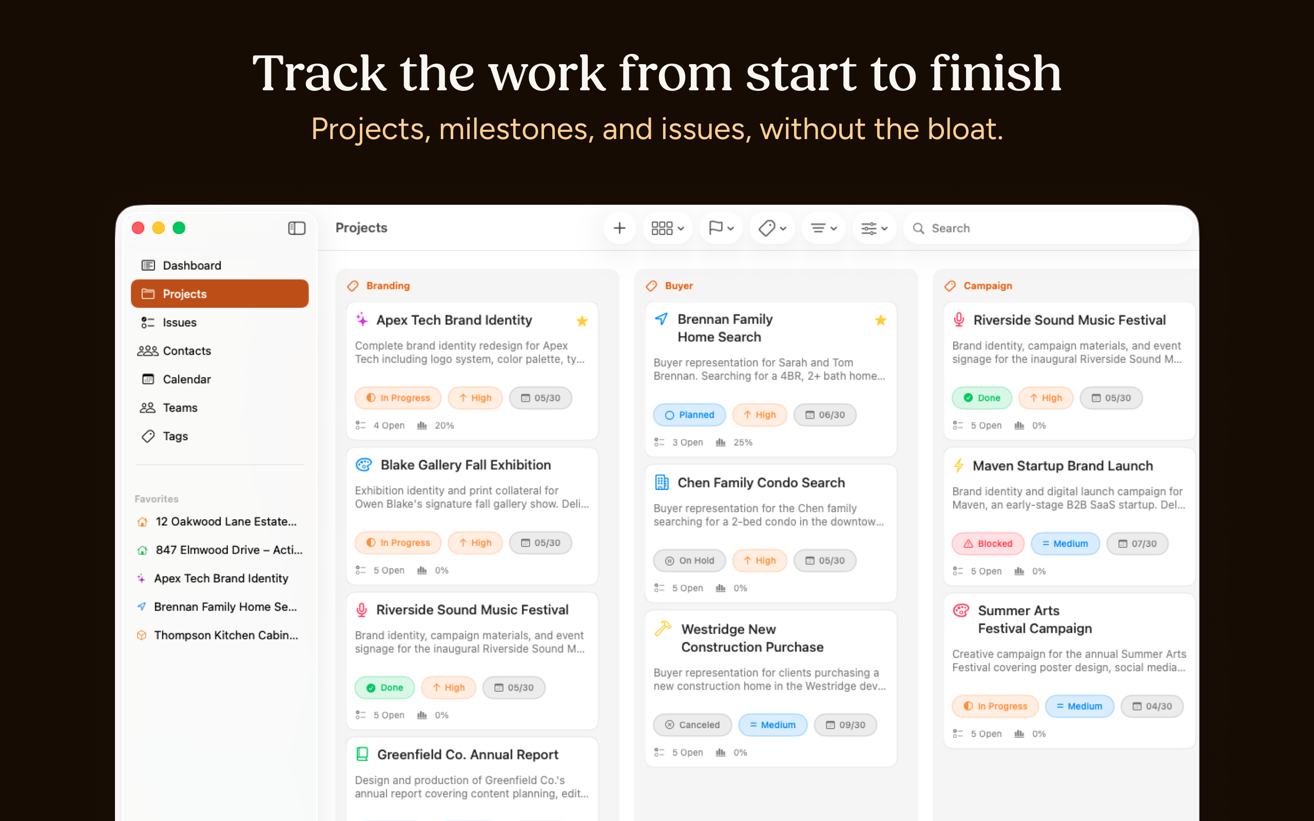 Clients – Contacts & Projects
