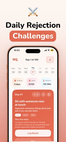 100 Rejections: Overcome Fear iPhone screenshot