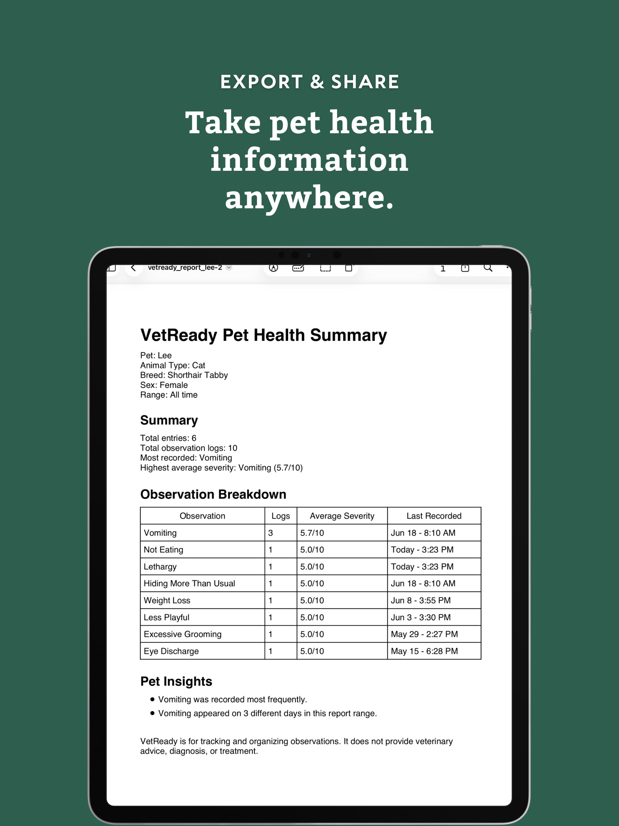 VetReady Log screenshot 12