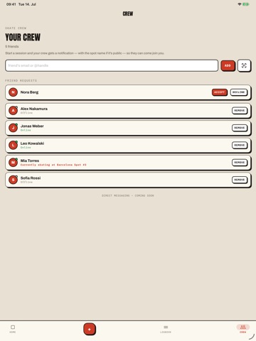 SkateLog iPad screenshot