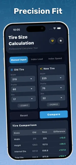 Tire Size Calculator. screenshot 1