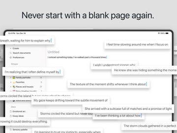 Prompts: Keep writing iPad screenshot