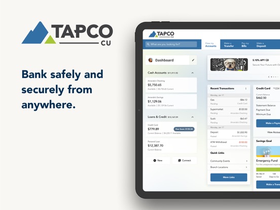 TAPCO CU iPad screenshot 1 - Finance app