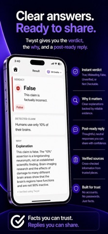 Twyst Fact Check iPhone screenshot
