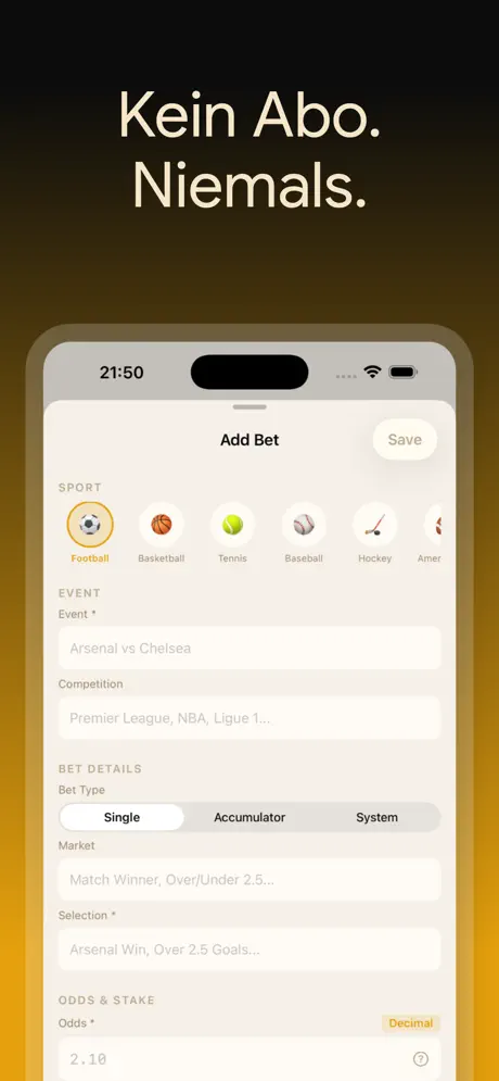 BetLog — Sportwetten Tracker — iPhone-Screenshot 6