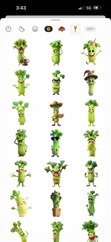 Gloomy Spotted Celery Stickers screenshot