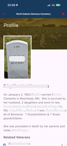 ND Veterans Cemetery iPhone screenshot