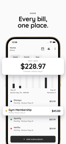 Subscription Manager - Bills44 iPhone screenshot
