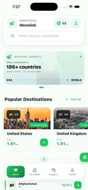 Wevelink: eSIM Data for Travel screenshot 1