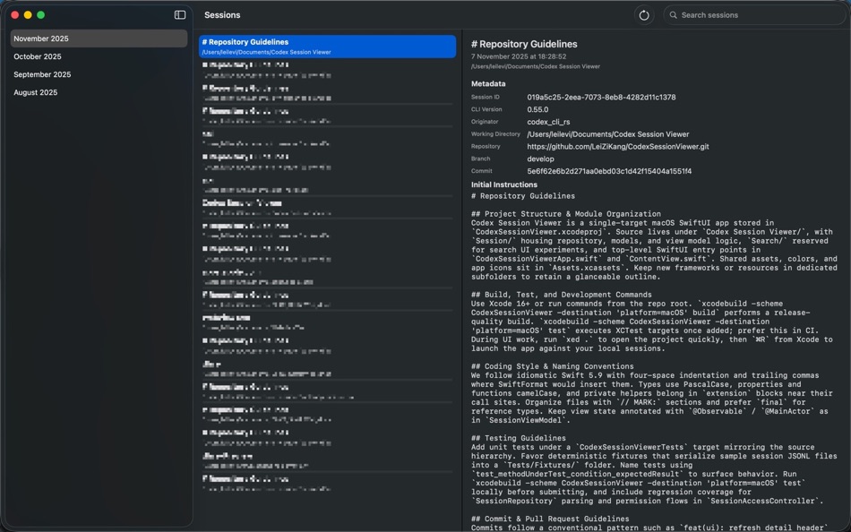 #1. CodexSessionViewer (macOS) By: 莹 李