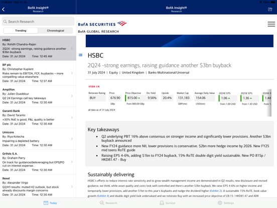 BofA Insight iPad screenshot 4 - Finance app