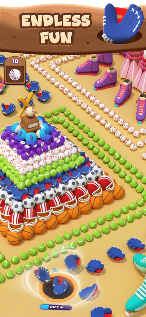 Hole Em All: Collect Master - Discover the diverse environments and collections, from pyramids of sports equipment to an assortment of gloves and shoes, ready for the black hole.