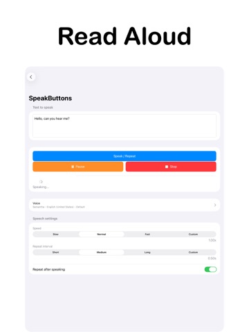 SpeakButtons - Text to Speech iPad screenshot