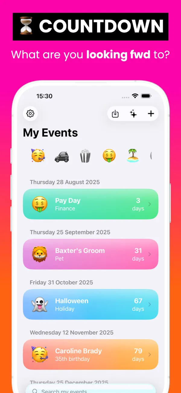 Screenshot #1 pour Looking FWD: Event Countdown