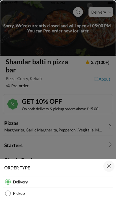 Shandar balti n pizza bar Screenshot