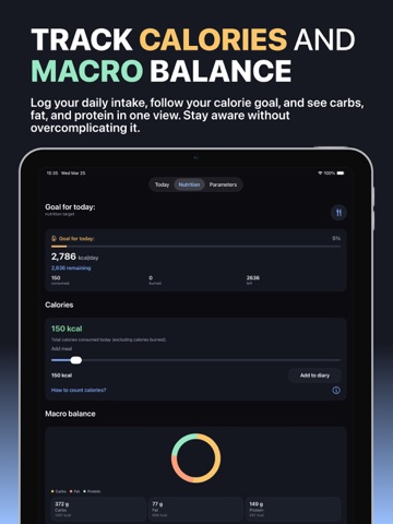 Body Balance: Calories & Water iPad screenshot