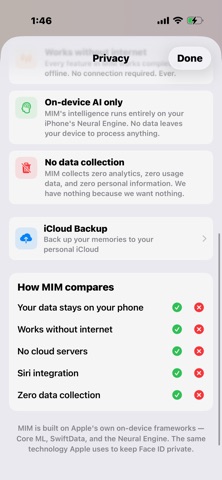 MIM — Memory in Moments screenshot