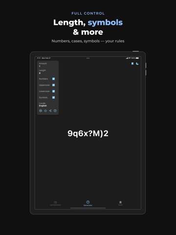 Random Password Generator: RPG iPad screenshot