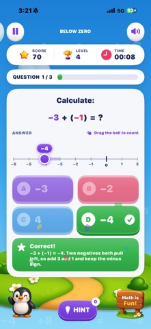 Negative Numbers - Math Learn iPhone screenshot