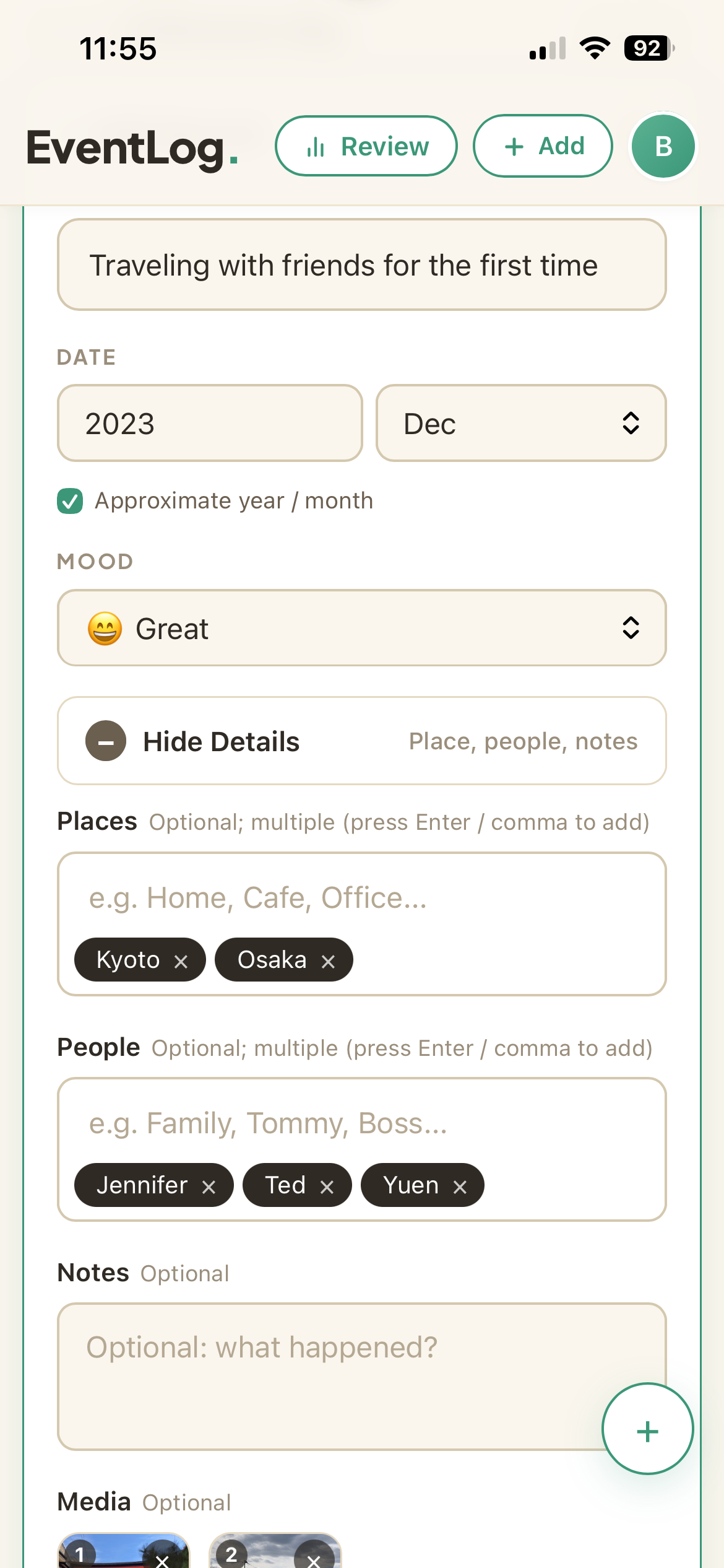 EventLog - Life Diary screenshot 3