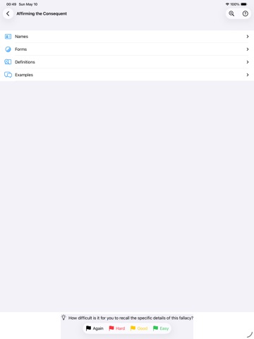 Logical Fallacy Memory iPad screenshot
