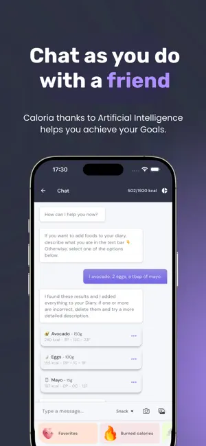 Caloria: Track calories Chat screenshot 3
