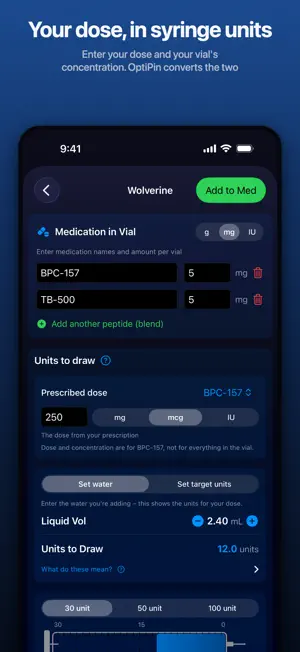 Peptide & TRT Tracker: OptiPin screenshot 4