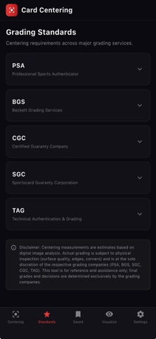 Card Centering Analyzer screenshot