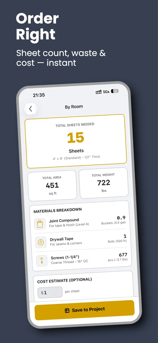 Screenshot #2 pour Pro Drywall: Sheet Estimator