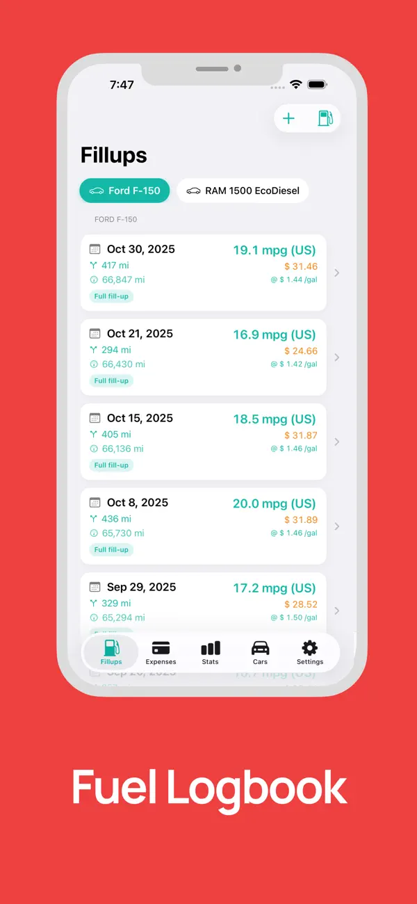 #1. Fuel Cost Calculator & Tracker (iOS) 由: Dennis Donner