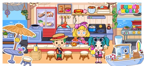 Emma's World - Town & Family - Enjoy culinary adventures at the vibrant beachfront restaurant, complete with fresh seafood displays and charming outdoor seating.