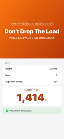 Rigging Sling Angle Calculator のスクリーンショット