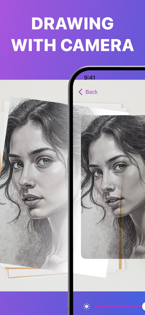 AR Drawing – Tracing Projector - Utilize the camera for direct drawing projection, featuring an adjustable transparency slider to refine tracing accuracy.