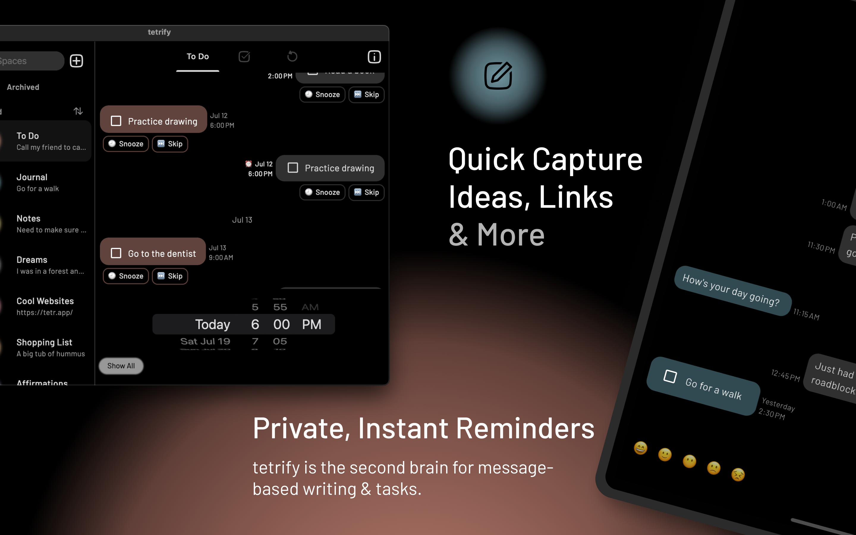 tetrify: Text Yourself Notes