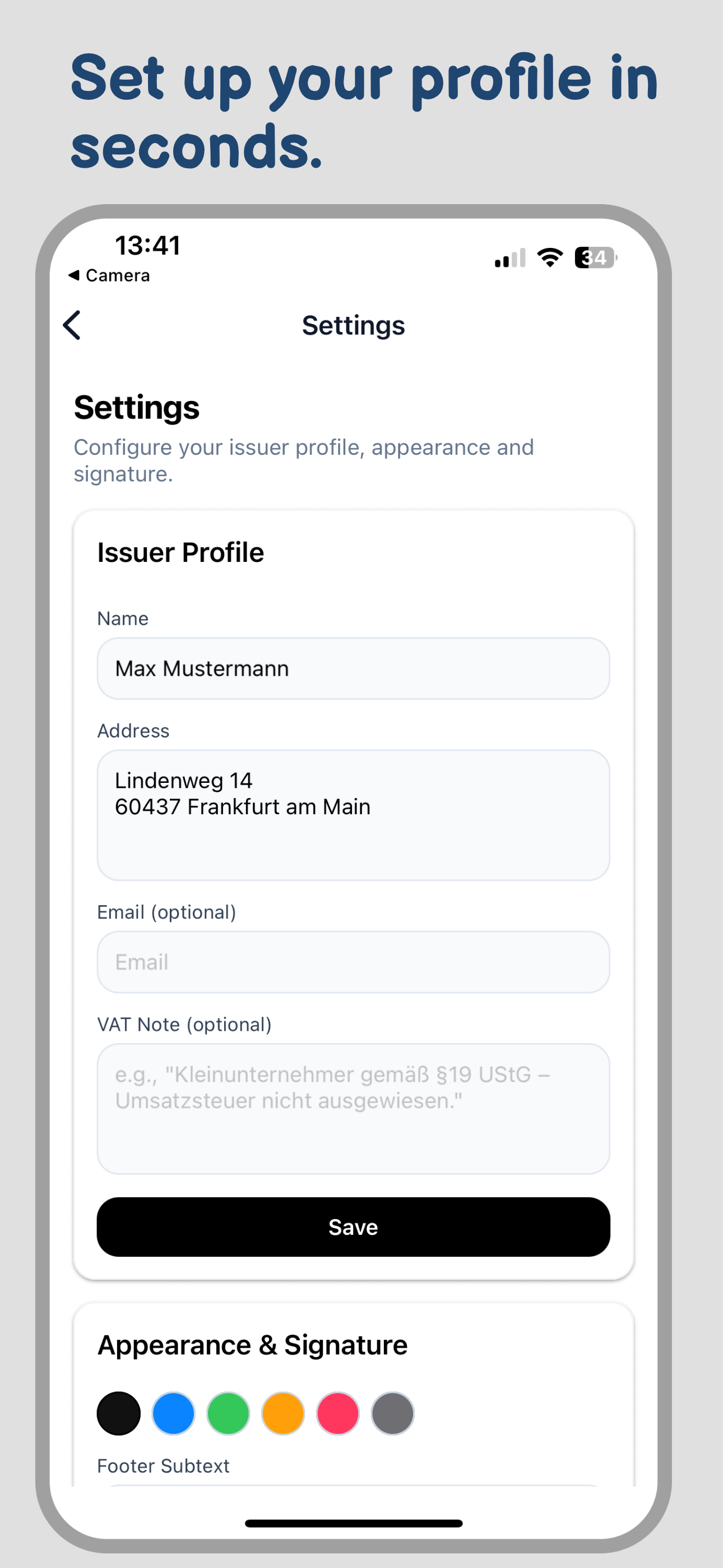 Invoice maker: Kleinquittung