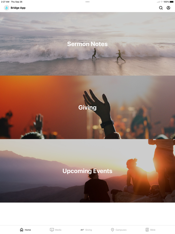 Bridge Church VA/NC iPad screenshot 1 - Education app