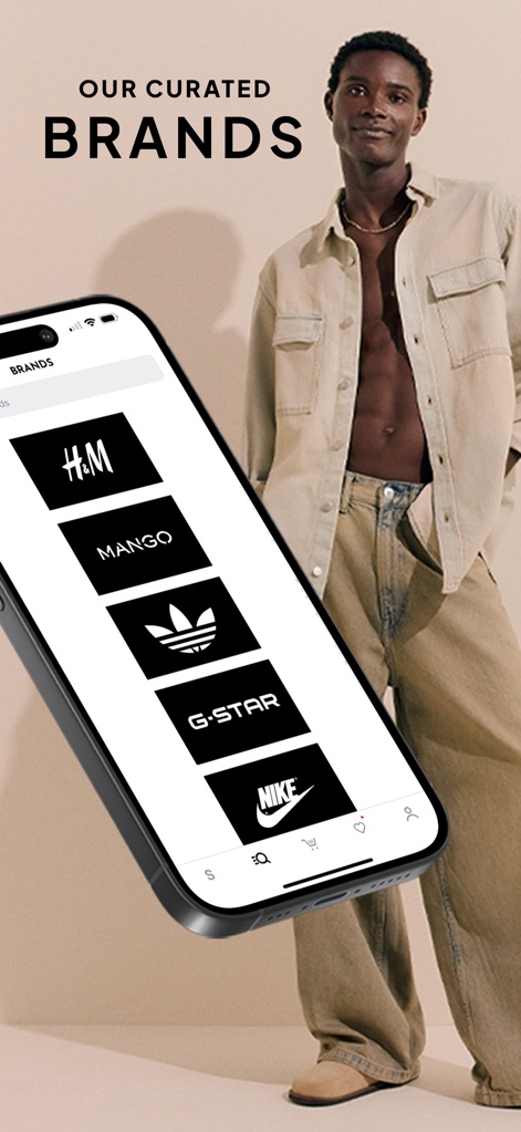 Superbalist | Fashion App - Discover a selection of leading fashion labels and athletic wear, highlighting the app's 'CURATED BRANDS' such as Adidas and H&M.
