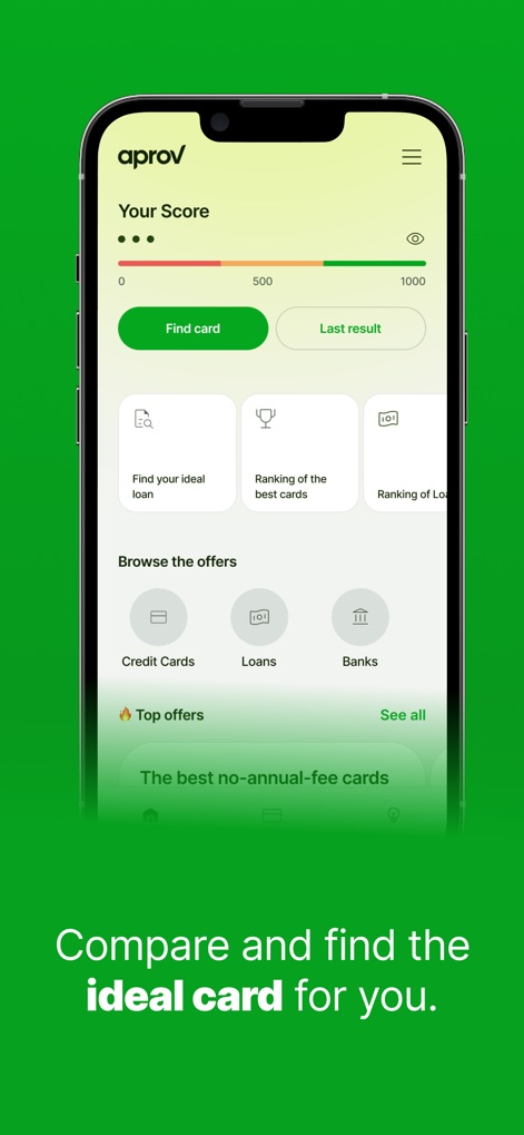 Aprov: Compare Cards - This tool presents a comprehensive dashboard for users to browse various financial offers, including credit cards and loans, and access rankings for informed decision-making.