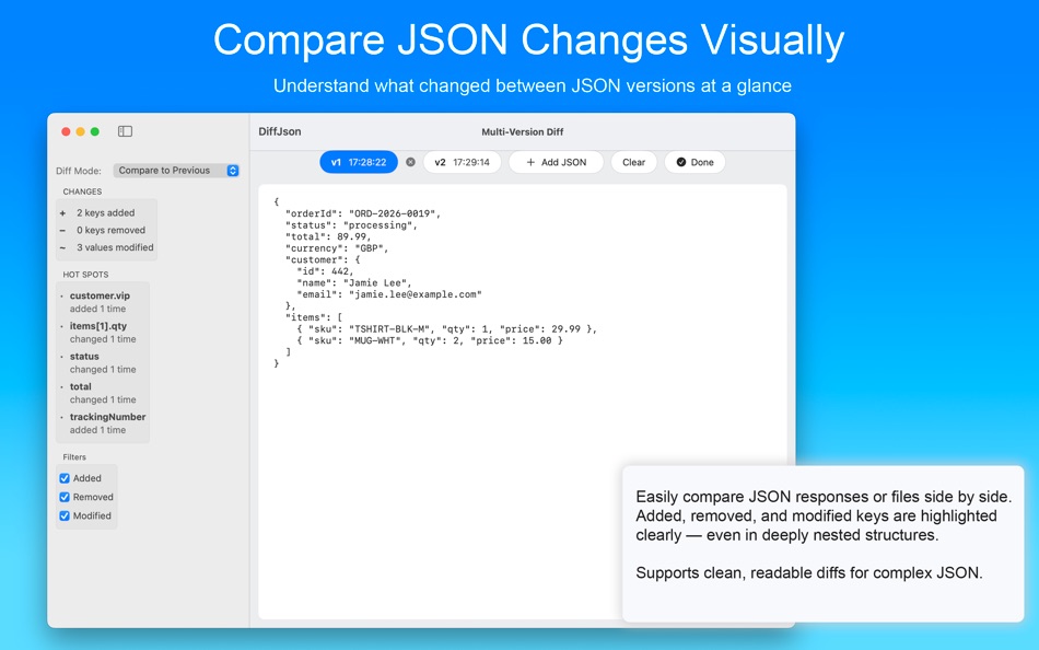 #1. DiffJson (macOS) Tekijänä: TraLand.com