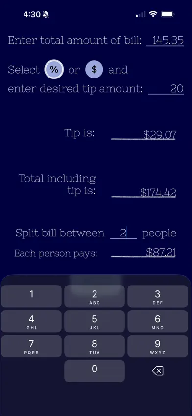 TipCalculator - Easy Peasy screenshot 3