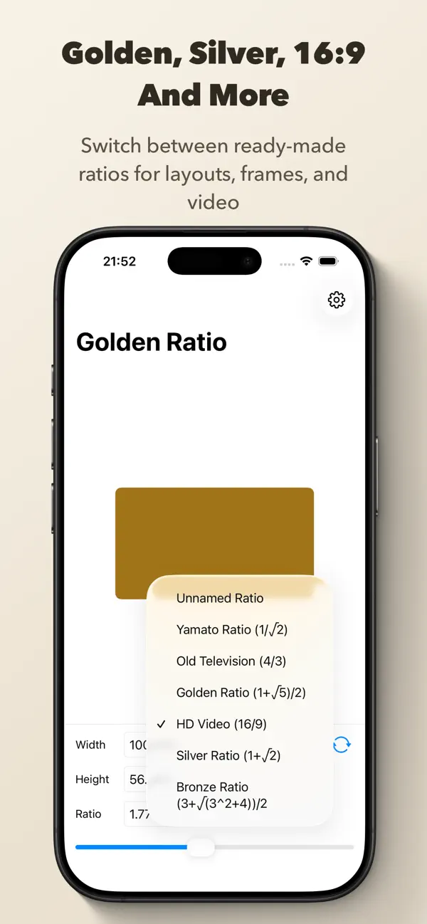 Screenshot #2 pour Golden Ratio Calculator Pro