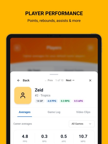 Basketball Stats Tracker - App iPad screenshot