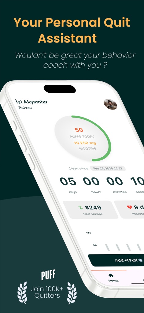 Quit Smoking Puff Counter AI - Health & Fitness App | MWM