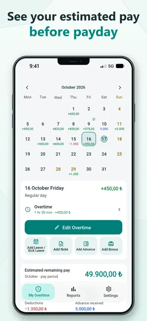 Mesai Pusulam: Overtime Pay screenshot 1