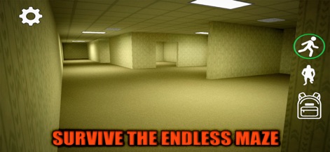 Backrooms Descent: Horror Game - Explore the iconic yellow-walled Level 0, where the unsettling fluorescent lighting and labyrinthine passages create a truly disorienting experience.