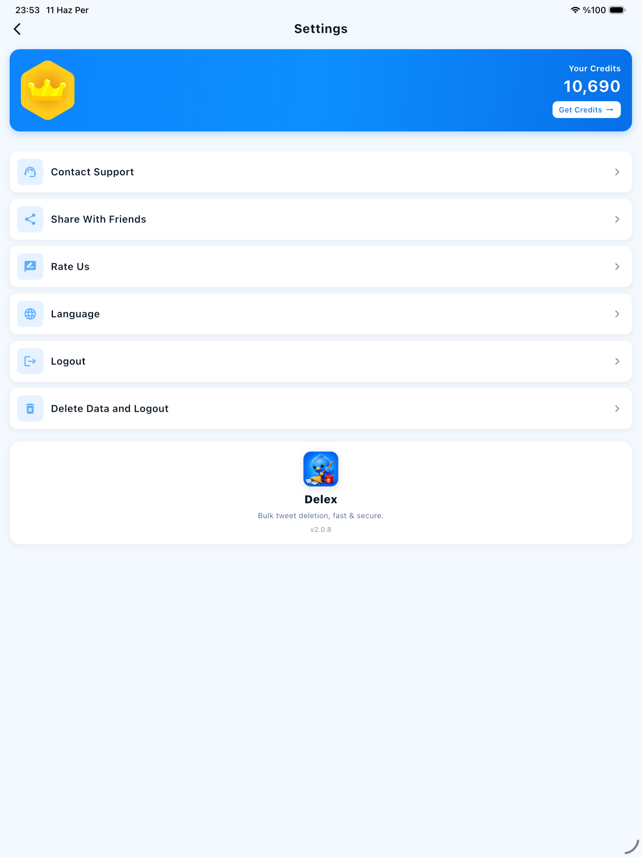 Delex - Delete Tweets Easily