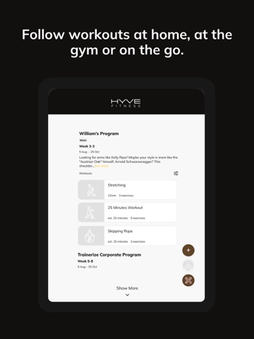 Hyve Fitness iPad screenshot