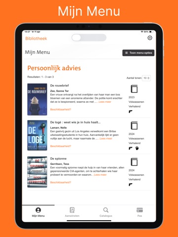 Bibliotheek Wise iPad screenshot 1