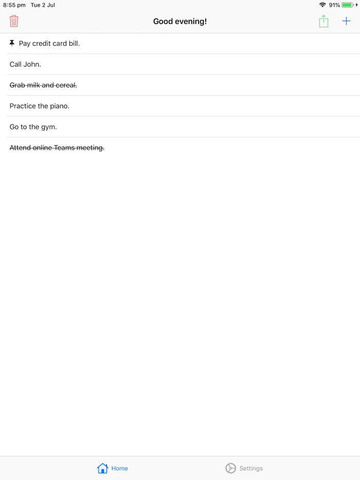 QuickList To-Do/Shopping List