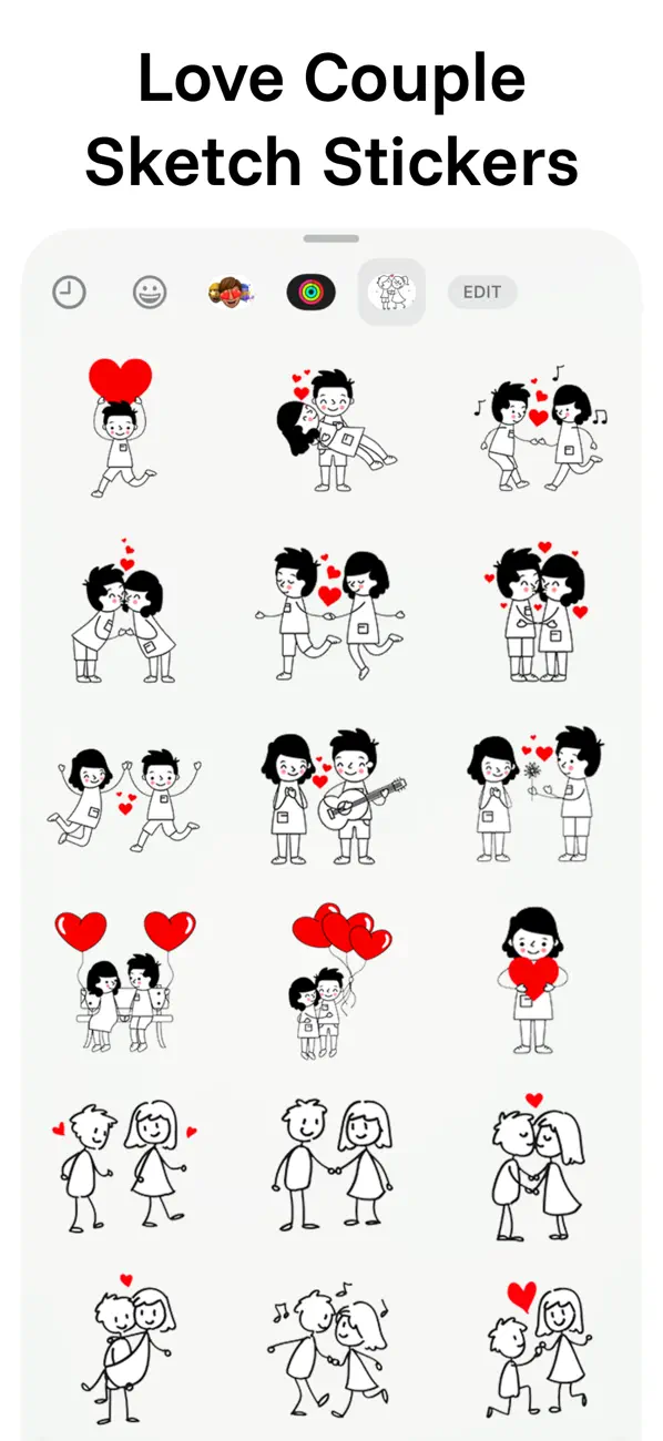 Screenshot #2 pour Love Couple Sketch Stickers